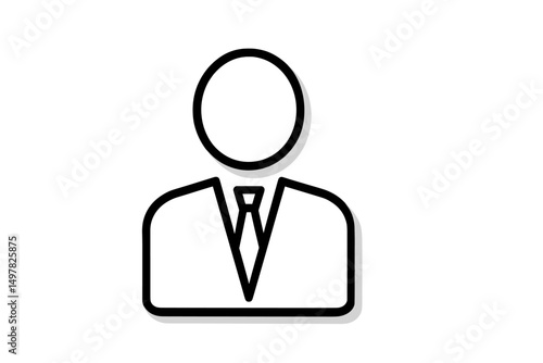 Simple outline of a business professional in formal attire, representing professionalism and corporate identity in a minimalist style