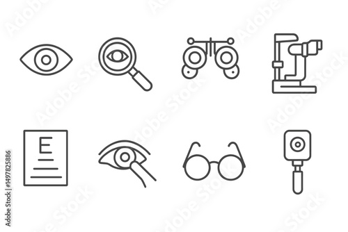 Evaluating vision with tools for eye examination and assessment techniques in a clinical setting