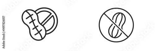 Symbols representing allergy warnings against peanuts and safety precautions in food environments