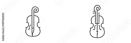 Stylized line art representation of violins in a minimalist design showcasing the beauty of musical instruments