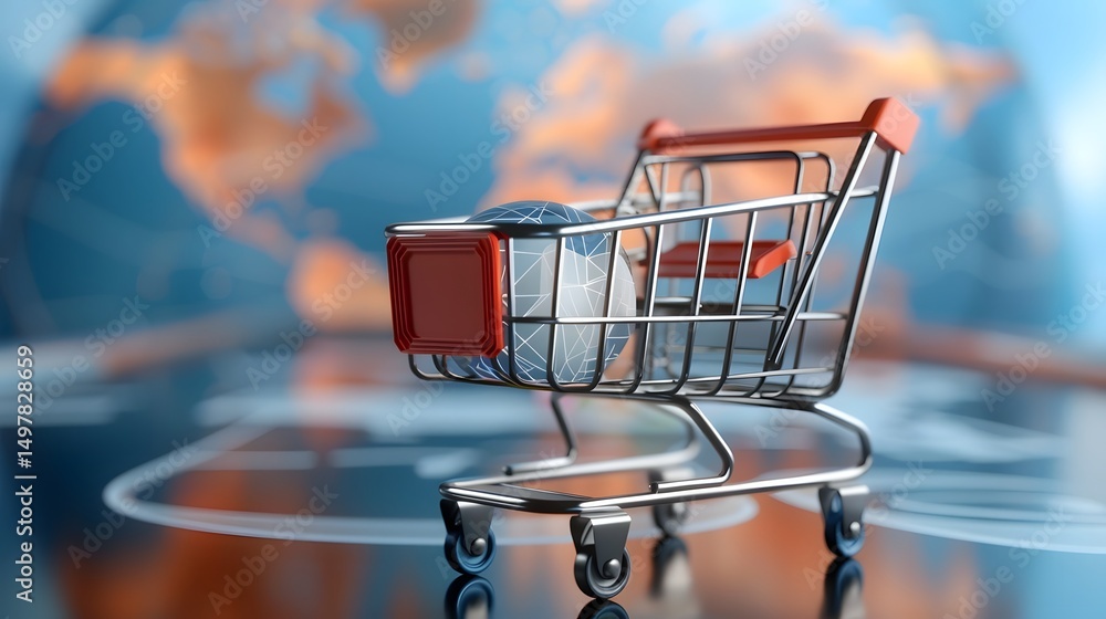 Empty shopping cart ready for a retail transaction