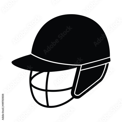 minimalist Cricket Helmet silhouette on white background