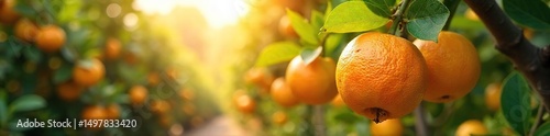 Sun-drenched grapefruit grove brimming with ripe, juicy fruit ready for harvest Golden citrus hanging heavy on the branches, a vibrant scene of abundance , sunny, vitamin c