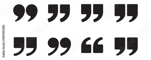 A clean, minimalist image of multiple double quotation marks  in a bold, solid black font against a pure white background 