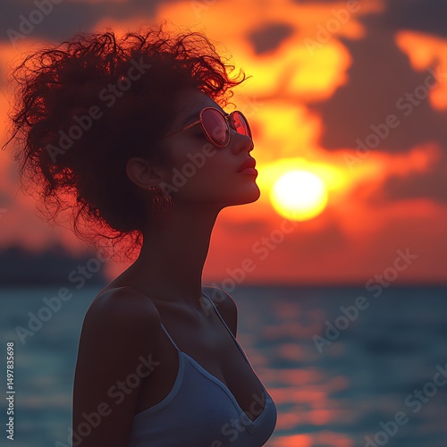 Wallpaper Mural Woman at sunset Torontodigital.ca