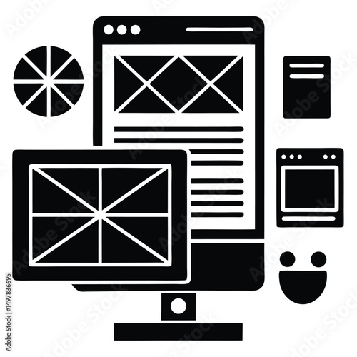 web designer element isolated design sketch on white background