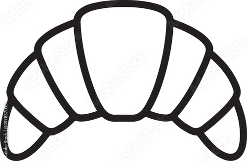 Croissant Icon – Minimal Linear Silhouette Vector on White Background

