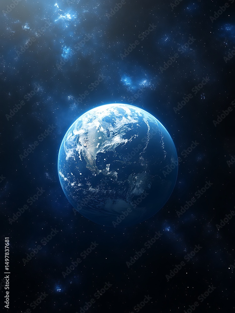 Obraz premium Earth from space, glowing, cosmic