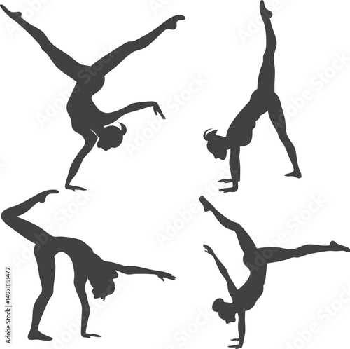 Gymnast performing a cartwheel silhouette