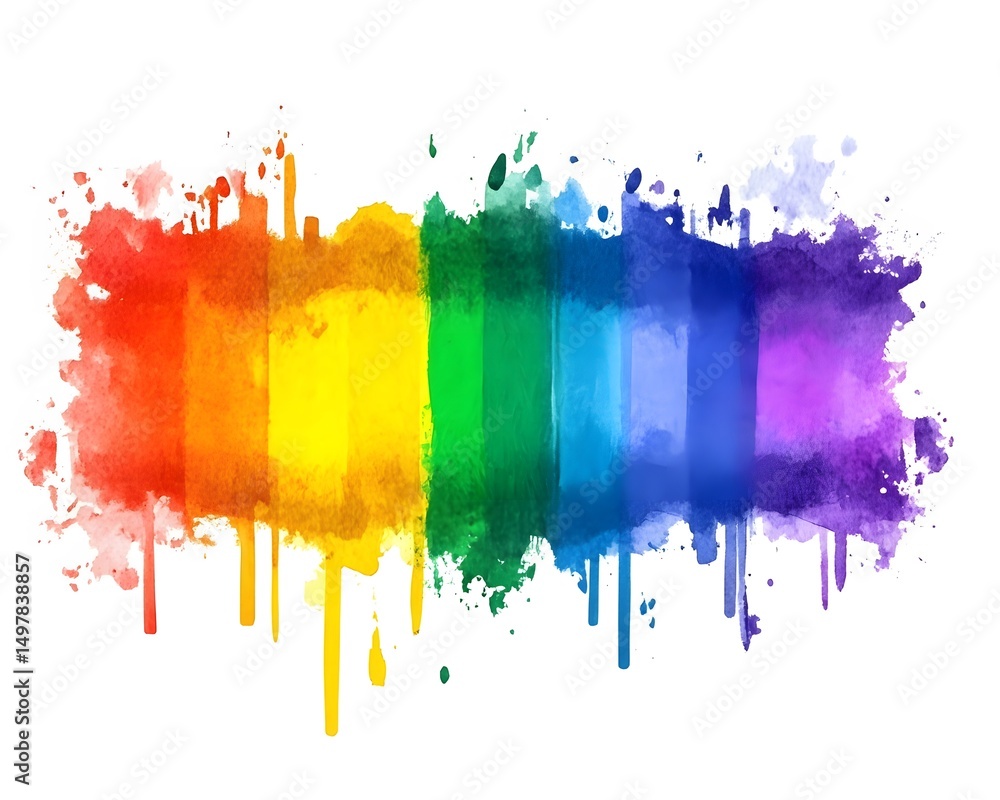 Fototapeta premium Rainbow Watercolor Splatter Paint Background