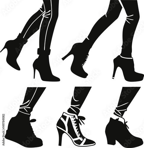 Set of 6 Women's High Heels Silhouettes