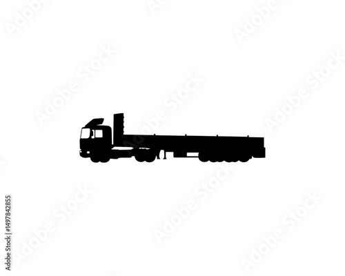 Flatbed Truck Silhouette: A stark silhouette of a robust flatbed truck against a backdrop, perfectly capturing the essence of transport and commerce.
