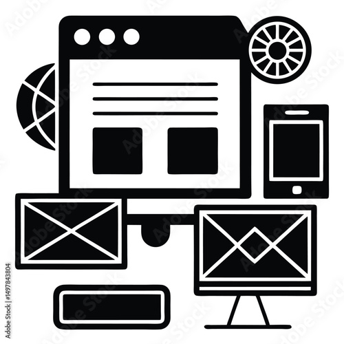 web designer element isolated front end design on white background