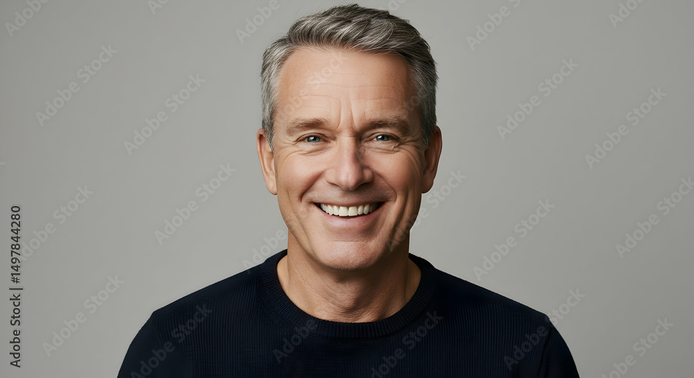 Obraz premium Confident Mature Man Smiling Happy Healthy Lifestyle Portrait Studio Shot