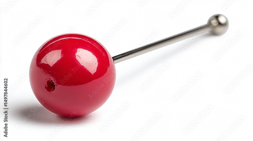 Bright Red Pin on White Background for Location Marking and Navigation Bright Red Pin on White Background for Location Marking and Navigation