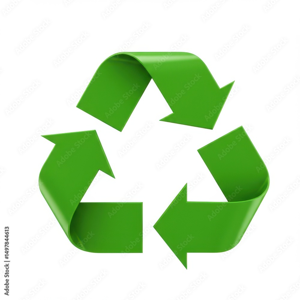 Fototapeta premium Green recycle symbol isolated on white background. eco concept and reuse cases.