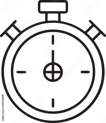 Black and white analog stopwatch illustration featuring labeled tempo design with precise markings.