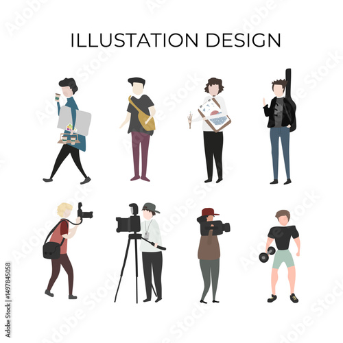 Happy group of people jumping on a white background. The concept of friendship, healthy lifestyle, success. Hand drawn style vectors design illustation. Black icon of hand holding parcel in flat style