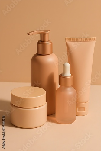 Elegant Beauty Product Mockups – Cosmetic Tubes, Lotion Pump, Cream Jar & Serum Dropper for Brand Identity Design