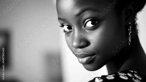 black and white portrait of a girl