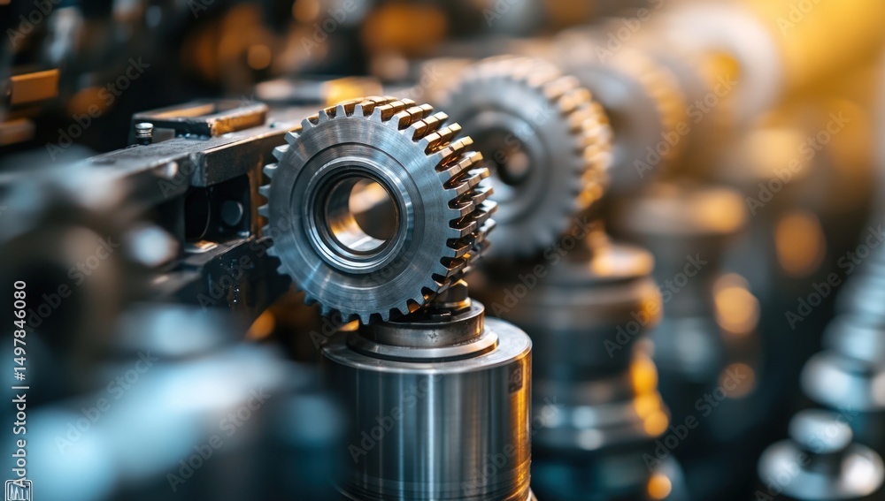 Fototapeta premium Close-up of industrial gears and machinery