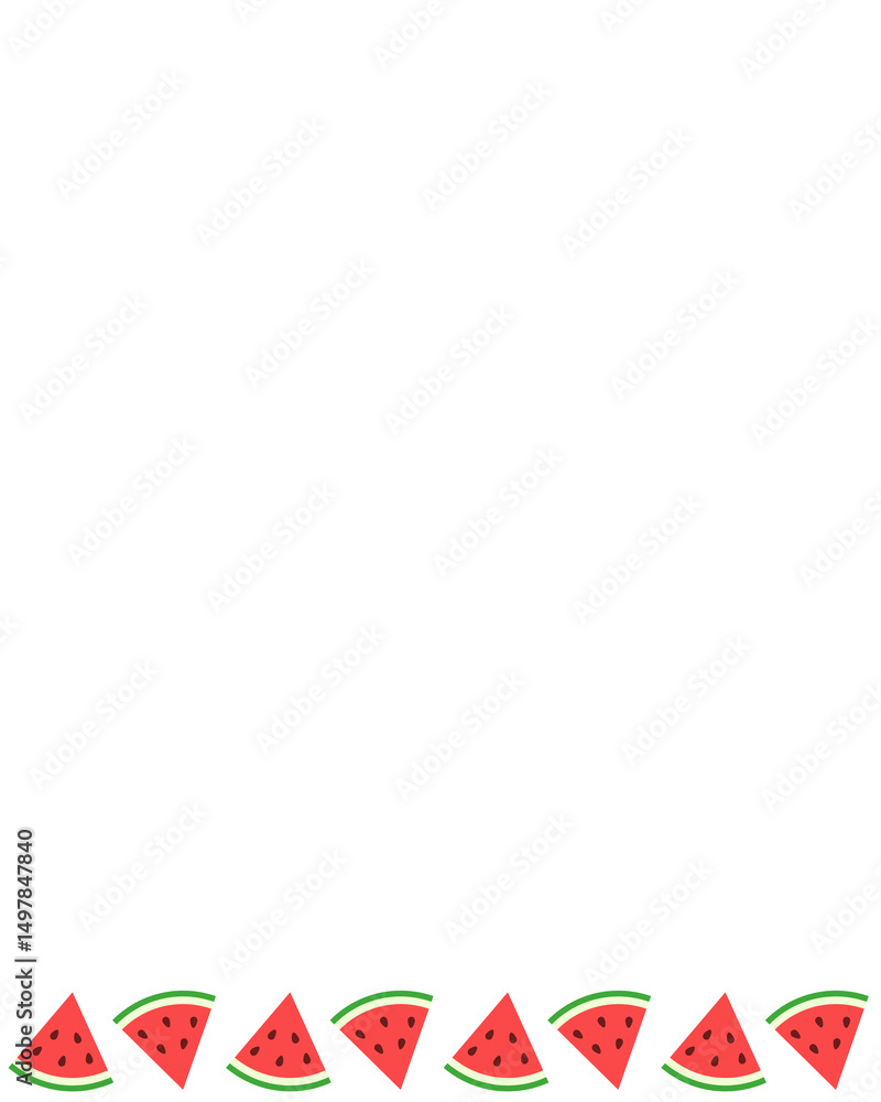 Fototapeta premium Summer watermelon frame, Food illustration, Tropical fruit image for poster, flyer, greeting postcard, invitation. 