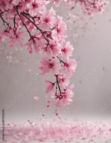 Wallpaper Mural Mesmerizing swirl of abstract pink sakura petals against a hazy, light background ,  motion,  vibrant, sakura Torontodigital.ca
