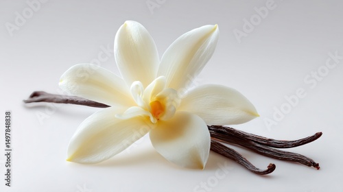Elegant White Vanilla Flower on Isolated White Background for Floral Design