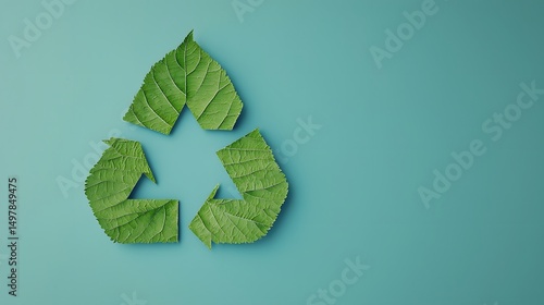 Recycling symbol made of green leaves