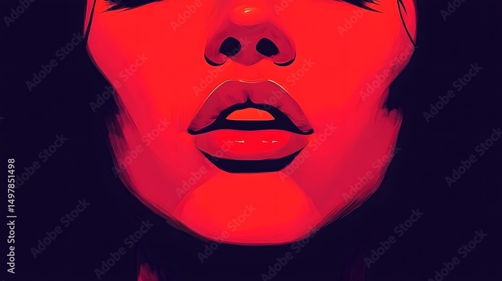 Obraz premium Dramatic red lips close up portrait