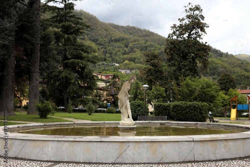 The Public Fountain in the Contessa Casalini Park in Bagni di Lucca, Tuscany, Italy.