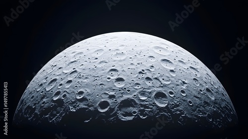 Half moon surface with craters