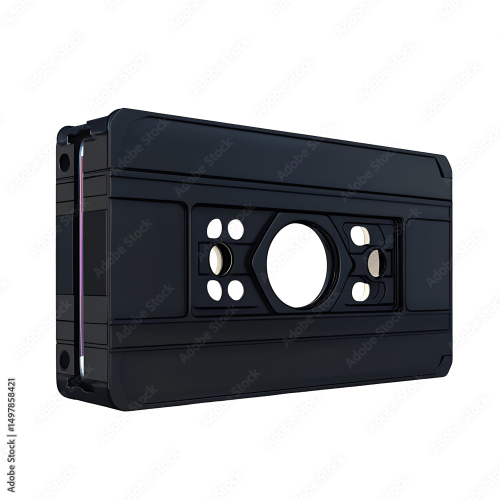 Obraz premium Futuristic Black Cassette Tape Design Technology Retro