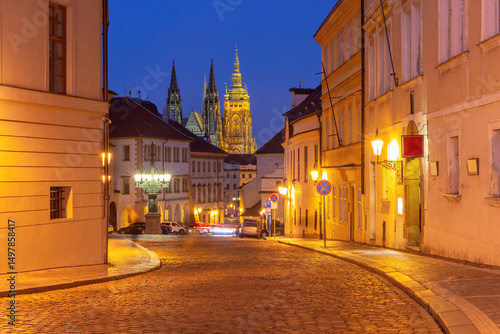 Photography St Vitus Cathedral at Dusk, Prague, Czech Republic