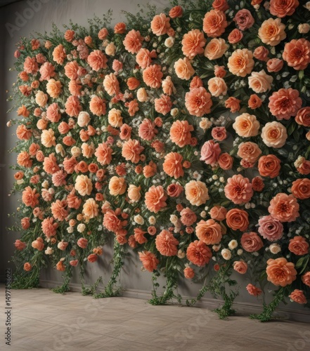 Elegant vintage artificial flower wall backdrop  , stylish, pretty