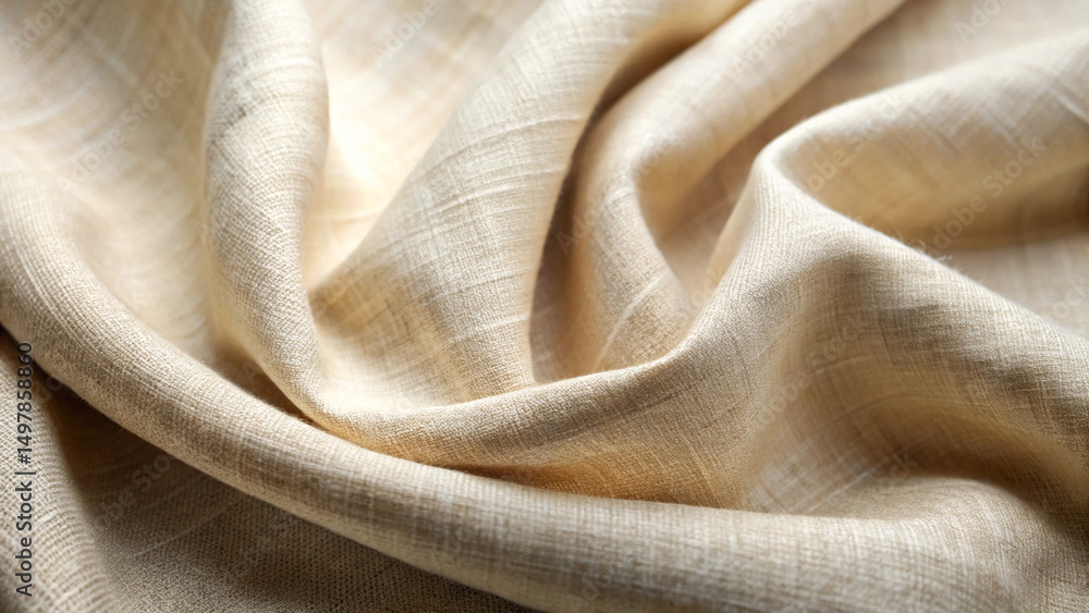 Creamy Beige Linen Fabric Texture Soft, Draped, and Elegant Creamy Beige Linen Fabric Texture Soft, Draped, and Elegant