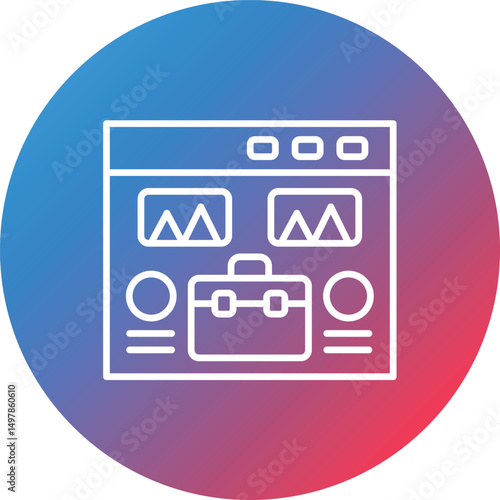 Web Portfolio Line Gradient Circle Background Icon