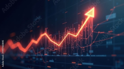 Digital graph showing strong upward trend and growth abstract image technical graph illustration data analysis