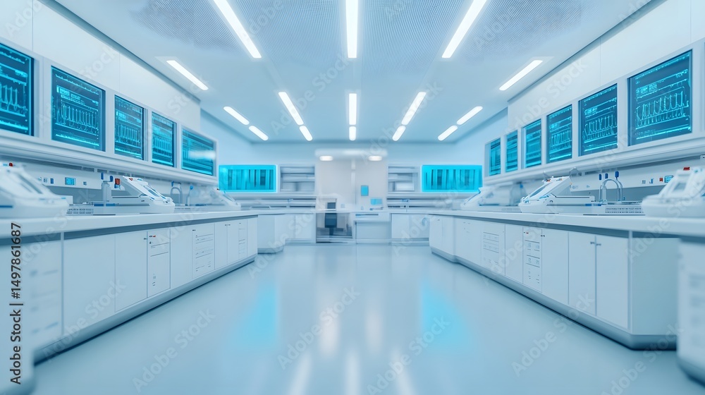 Obraz premium Futuristic hospital laboratory with advanced medical equipment