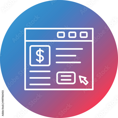 Online Payment Line Gradient Circle Background Icon