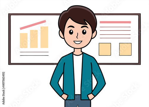 Entrepreneur pitching business idea presentation graphic design