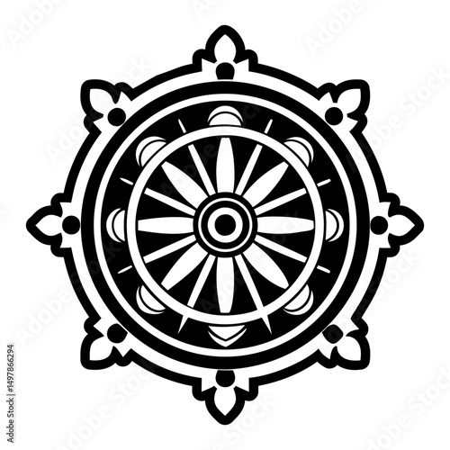 Solid icon showing buddhist wheel tattoo