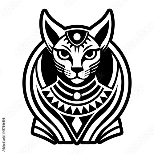 Filled icon showing bastet cat tattoo