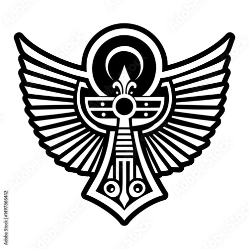 Glyph icon of ankh wings tattoo