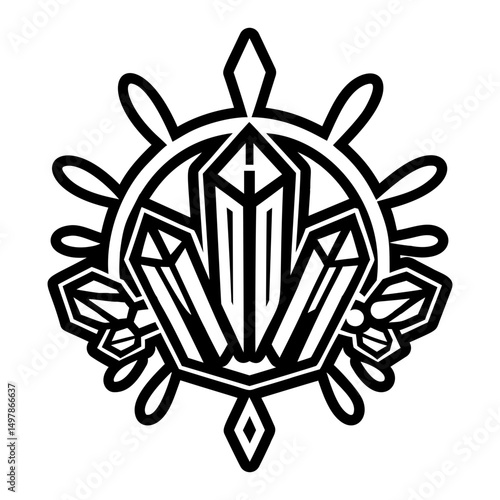 A filled style icon showing crystals tattoo artwork