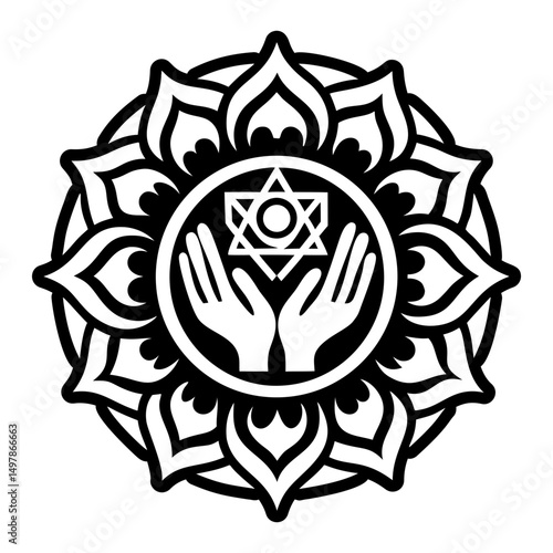 A solid style icon of healing chakra tattoo