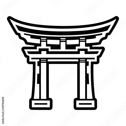 A solid style icon depicting japanese torii tattoo