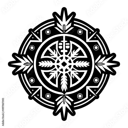 A filled style icon of medicine wheel tattoo