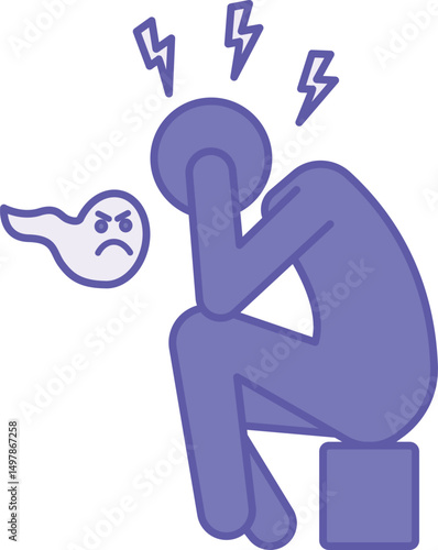 Colored Psychosis Icon. Vector Illustration. Mental Disorder, Hallucinations, Irritability, and Fear. Mental Health Concept
