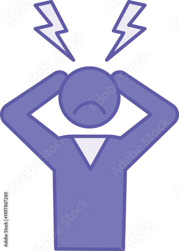 Colored Anxiety Icon. Vector Illustration. Feeling Uncertain, Anticipating Negative Events. Mental Health Concept